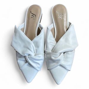 Amazon Bright White Knotted Pointed-Toe Mules